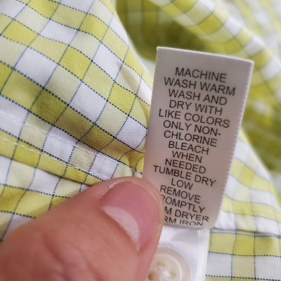 Banana Republic Men's Slim Fit Non Iron Long Sleeve Yellow Check Shirt Sz XL - Picture 7 of 8